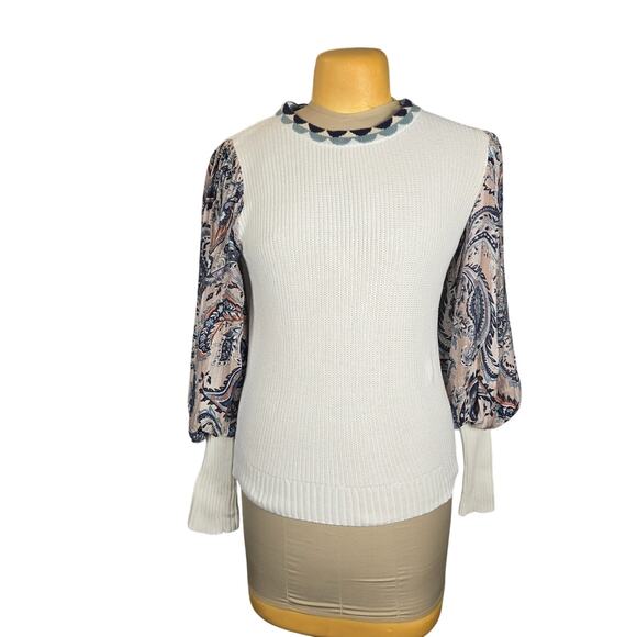 Fate Women Small Sweater Juliette Balloon Sleeves Knit Multimedia Boho Festival - Picture 1 of 11